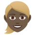 👱🏿‍♀️ woman: dark skin tone, blond hair display on JoyPixels